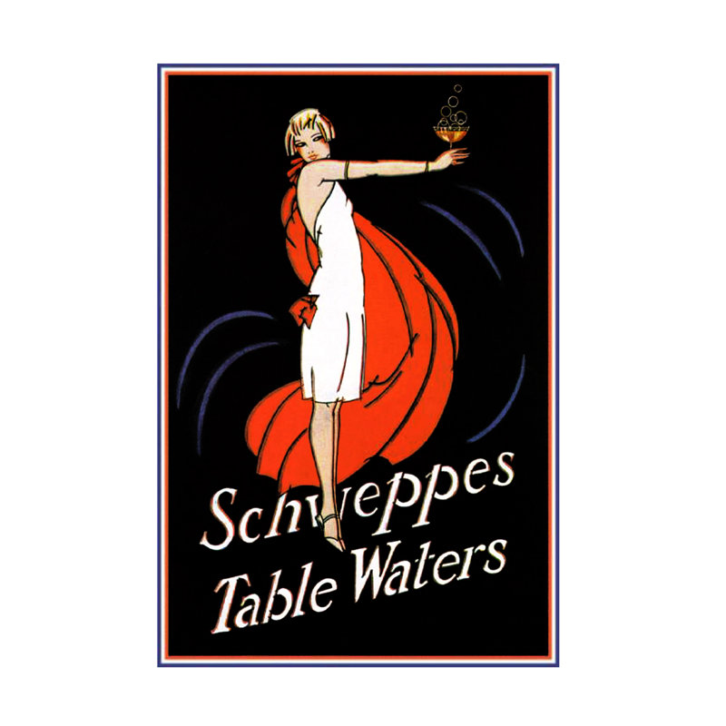 Publicité sur toile, artiste inconnu, 1931, Schweppes, H 19 po x l 12 po