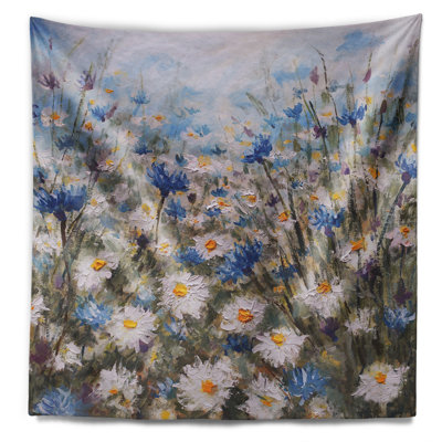 Glade de polyester de, bleuets, et tapisserie marguerites avec accessoires suspendus inclus