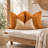 Boho Farmhouse Mustard & Orange Cotton Pillow Cover Set of 3, Handwoven