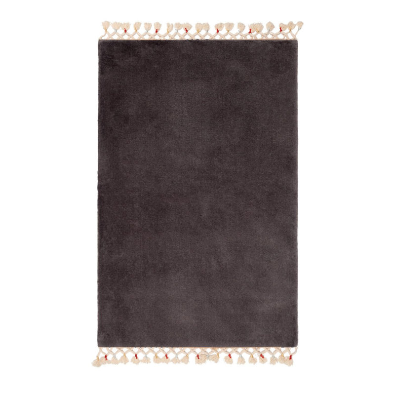 Mizelle Machine Woven Acrylic Area Rug in Anthracite/Cream, Rectangle 3'3" x 3'11"