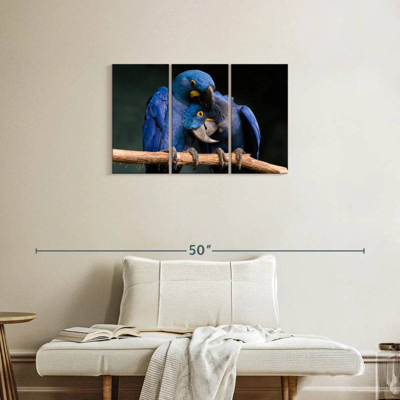 Brampt Hyacinth Blue Macaws, 20" H x 33" W