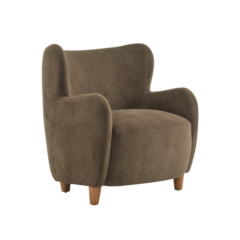 Reshami Wing Back Fabric Upholstered Accent Chair, Brown