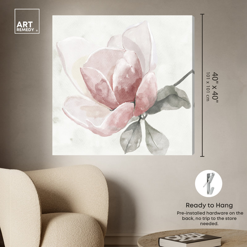 Faded Blush Rose Floral Canvas Wall Art, 40" x 40"