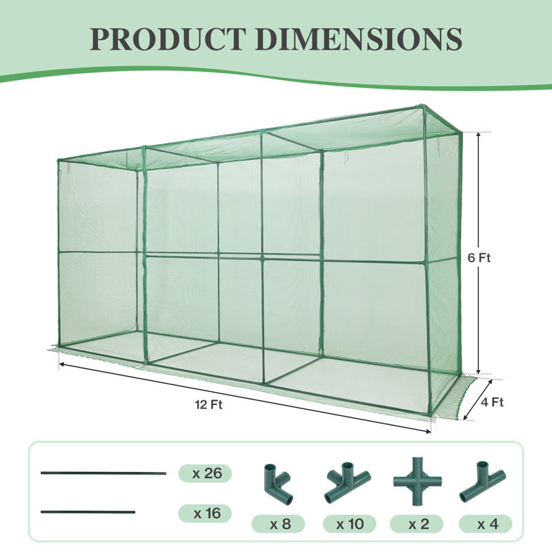 Tente de protection contre les plantes avec fermeture à glissière pour plantes, 12 x 4 x 6