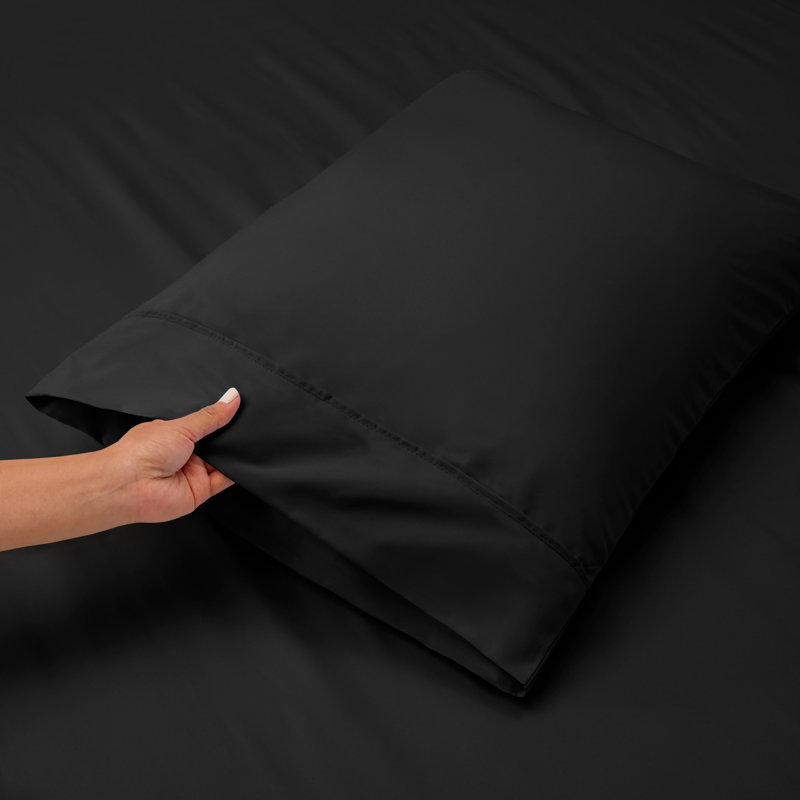 Ensemble de draps en micro-fibre, Noir, Drap-housse pour lit simple TG
