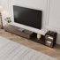 Meuble télé extensible pour téléviseur de 85 po ou moins, ensemble d'armoire de salon comprenant un meuble télé et une vitrine en verre