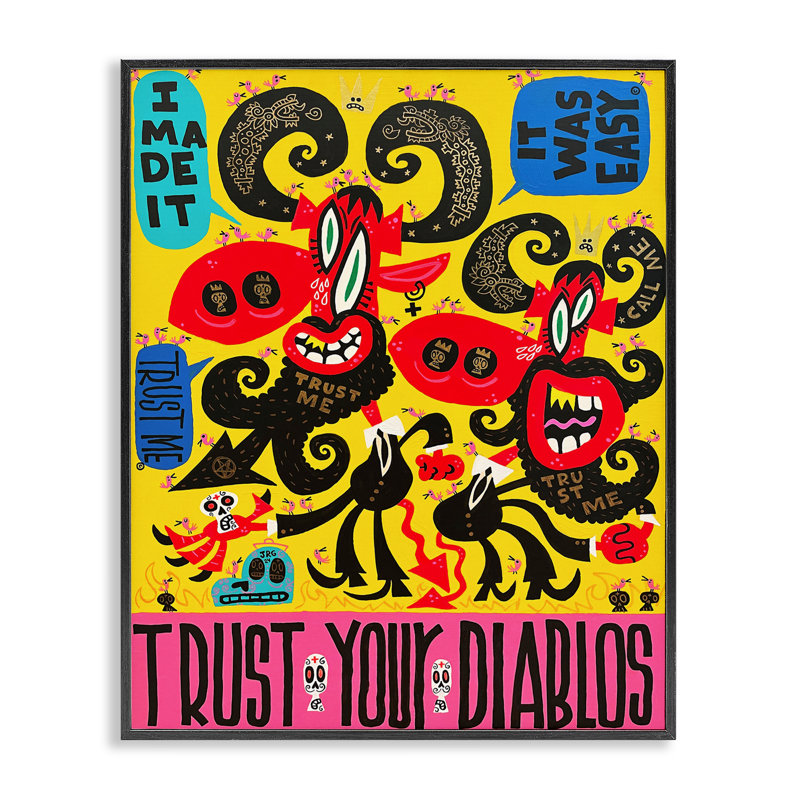 «Trust Your Diablos», estampe numérique, conception de Jorge R. Gutierrez, H 20 po x l 16 po, Giclée encadrée noir minuit