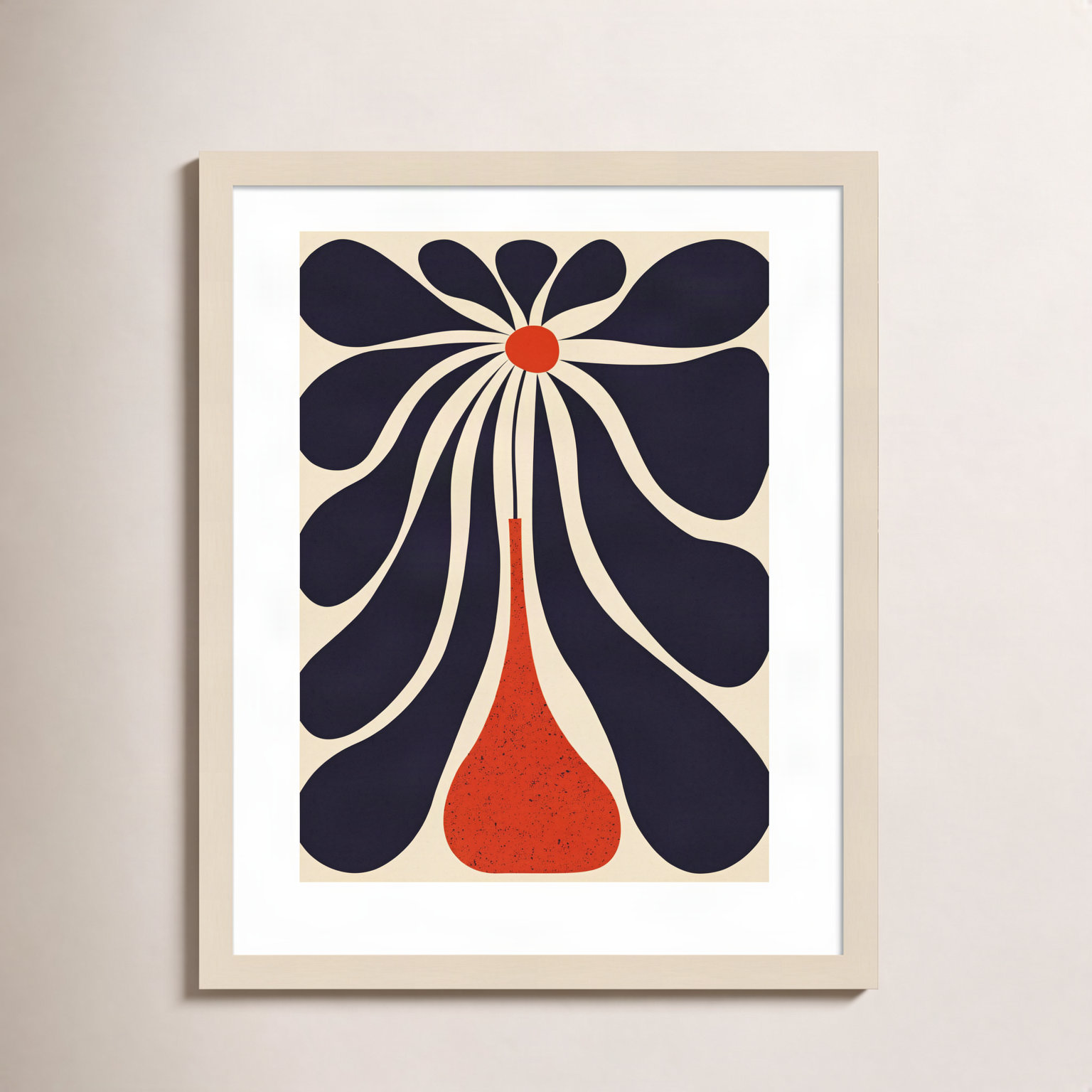 Lazy Flower Print by Alisa Galitsyna, Brown Framed, 21" H x 17" W