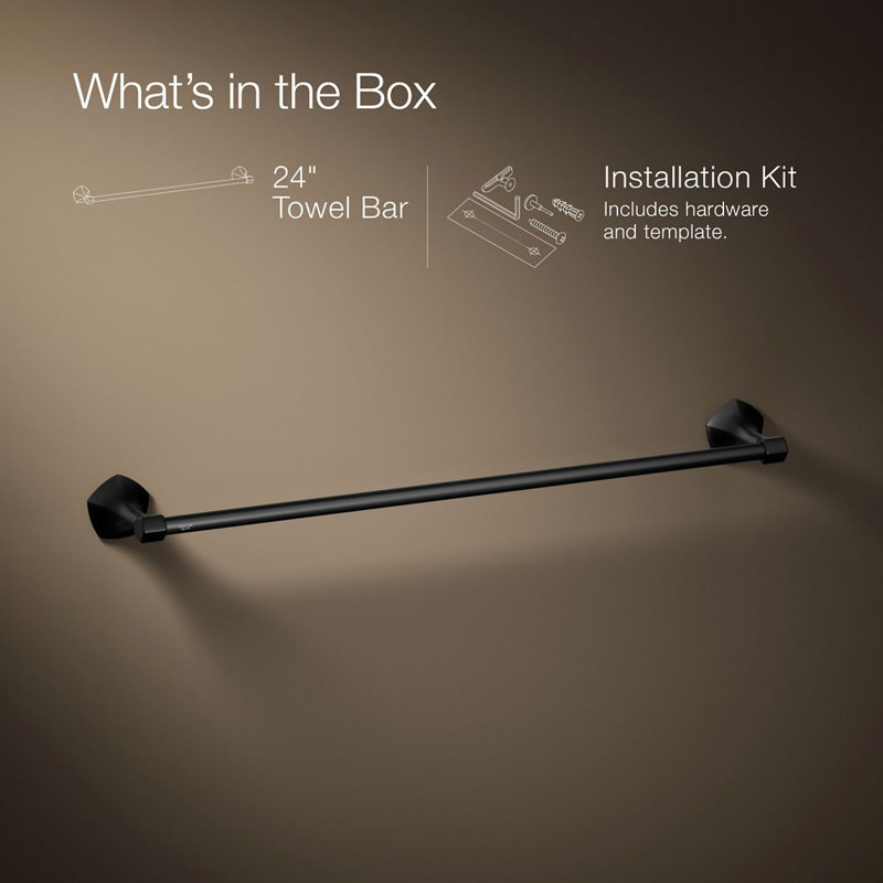 Occasion Towel Bar, Matte Black, 2.31" H x 24" W x 3.5" D