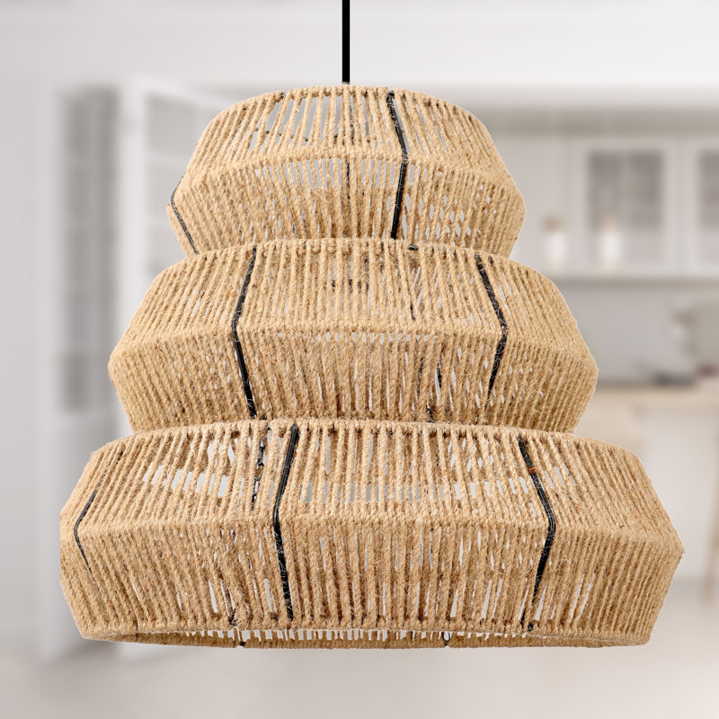 Luminaire suspendu unique en jute à niveaux à 1 lumière de 20 po Addia