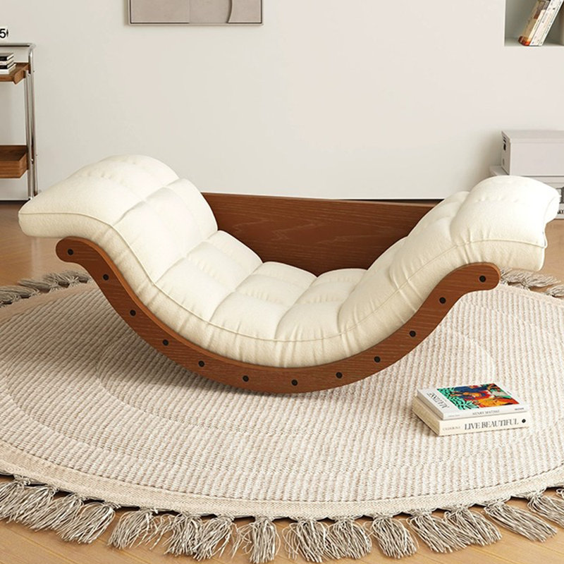 Chaise berçante moderne de haute qualité, Blanc cassé / blanc, Brun
