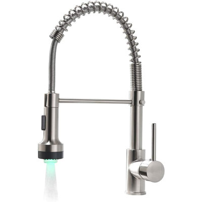 Robinet de cuisine à DEL avec douchette rétractable et robinet d'évier de cuisine à poignée simple