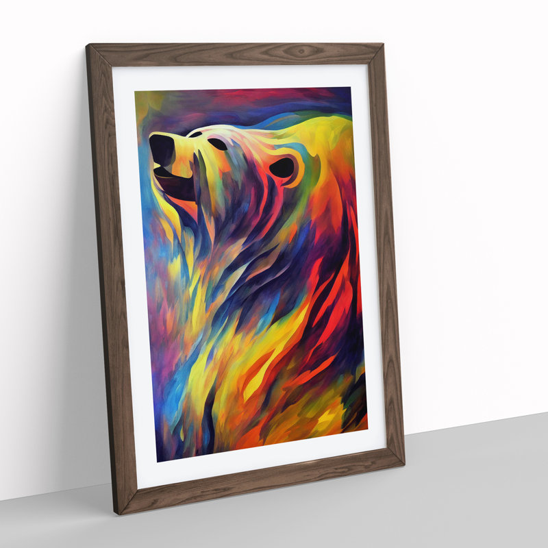 Fantastic Bear Abstract - Single Picture Frame Painting, 64cm H x 46cm W x 2cm D, Walnut