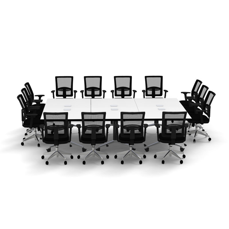 Rectangle 14 Person Flip Top 72'' L Modular Training Table and Chair Set with Casters and Modesty Panel and Cable Management