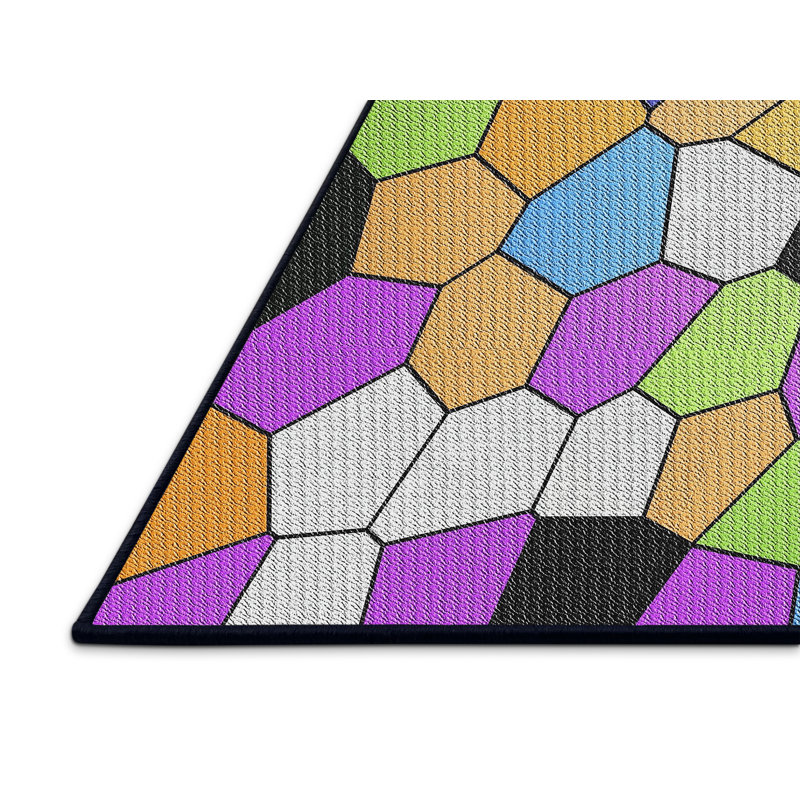 Tapis orange à motif géométrique, Rectangle de 2 pi x 3 pi
