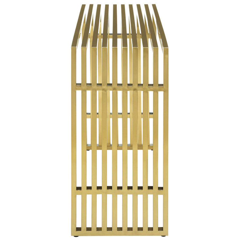 Elegant Gold Stainless Steel Tubular Console Table