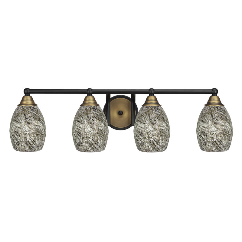 Michell 4-Light Bath Bar, Matte Black/Brushed Gold