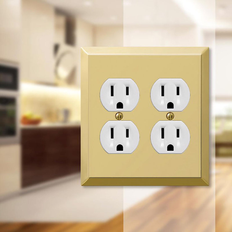 Amerelle Century Polished Brass 2 gang Metal Duplex Wall Plate 1 pk