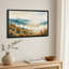 Tableau mural à l'aquarelle sur toile représentant la vallée de la rivière brumeuse et les montagnes d'automne-837040317