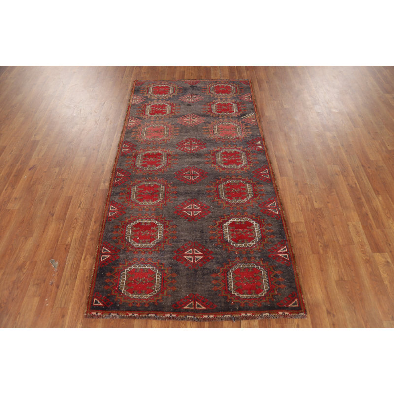 Distressed Wool Geometric   Rug 4x7
