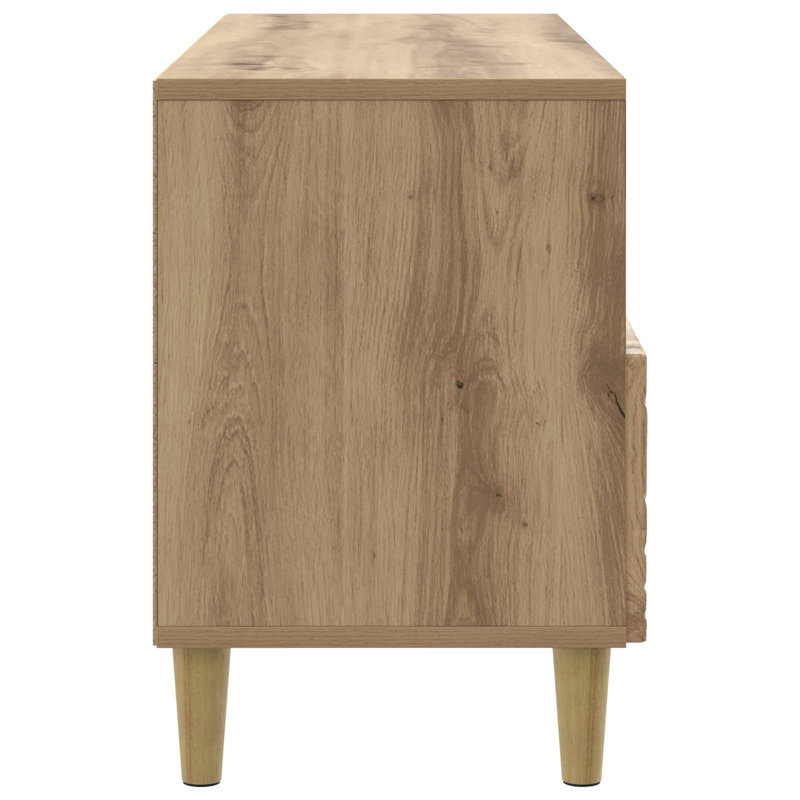 Unfinished TV Stand for TVs up to 49" with Fireplace Included, Artisan Oak