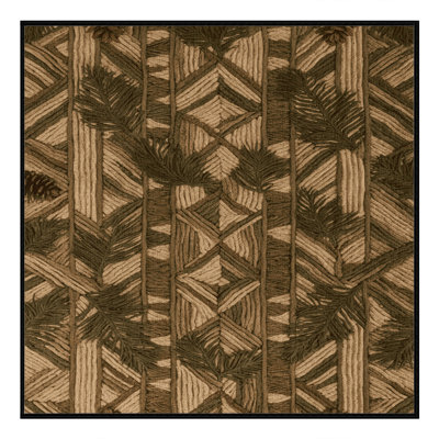 Tapis botanique brun lavable à la machine