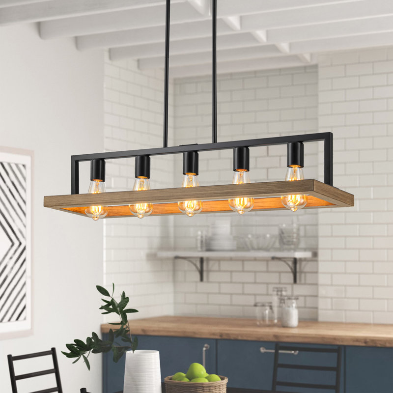 Siella 5 - Light Kitchen Island Pendant, Black/Walnut