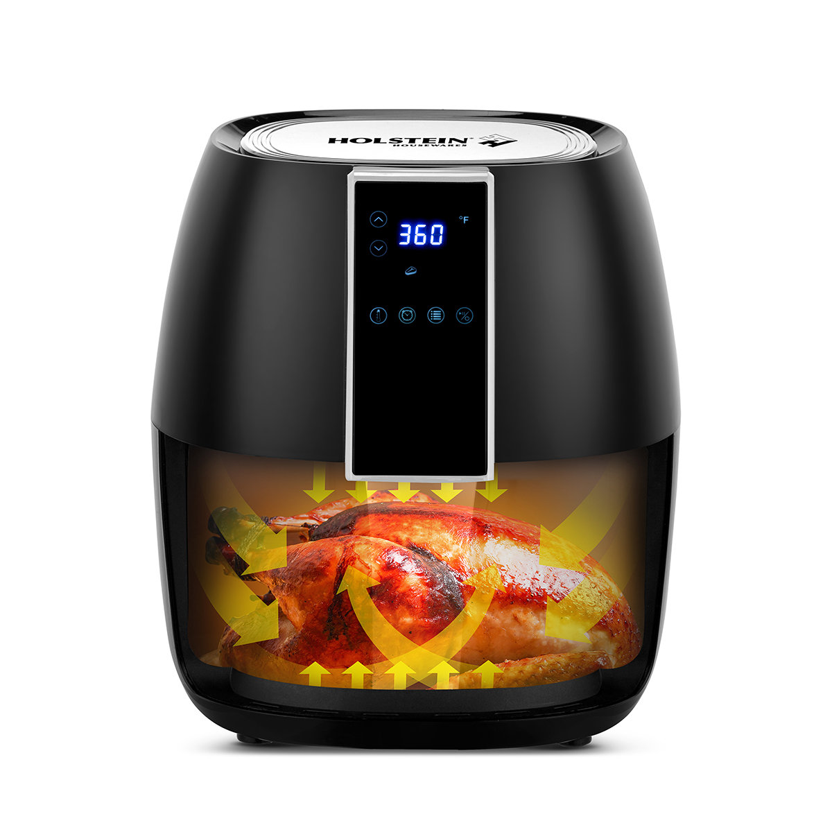 NANAN Large Oil Free Touch Screen 1500w Mini Oven Combo With 7 Accessories,  One-touch Digital Controls, Nonstick Silicone Liner & Dishwasher-safe  Detachable Square Basket, Timer