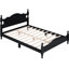 Lit plateforme double en bois pleine grandeur avec lattes robustes et cadre en bois noir