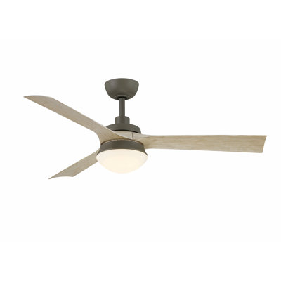Barlow 52 inch Indoor/Outdoor Ceiling Fan with LED CCT Select Light Kit - Antique Graphite with Light Oak blades