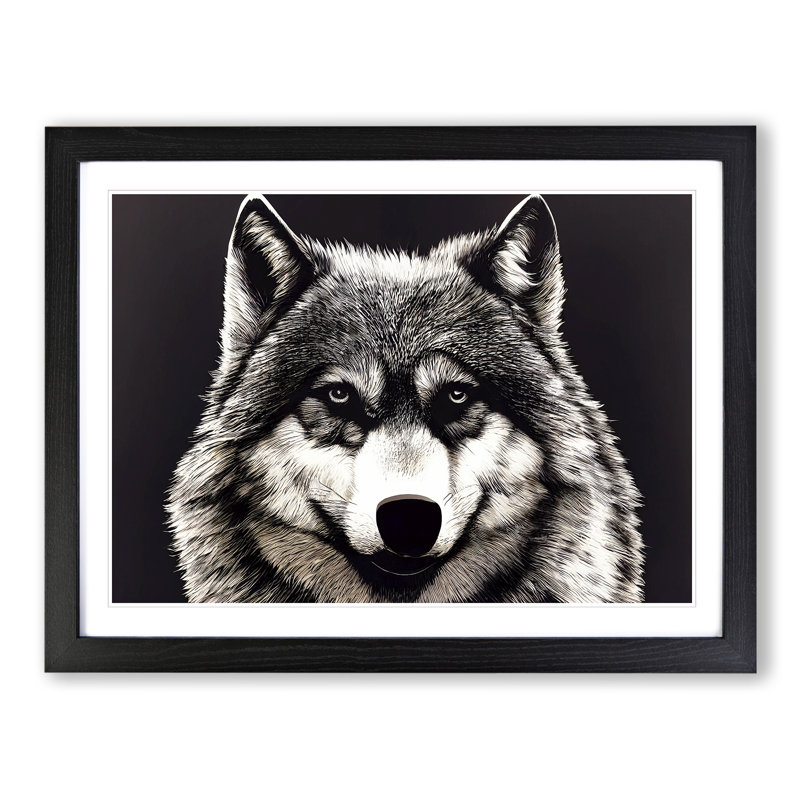 Face Of The Wolf Vol.4 - Single Picture Frame Painting, Black, 34cm H x 46cm W x 2cm D