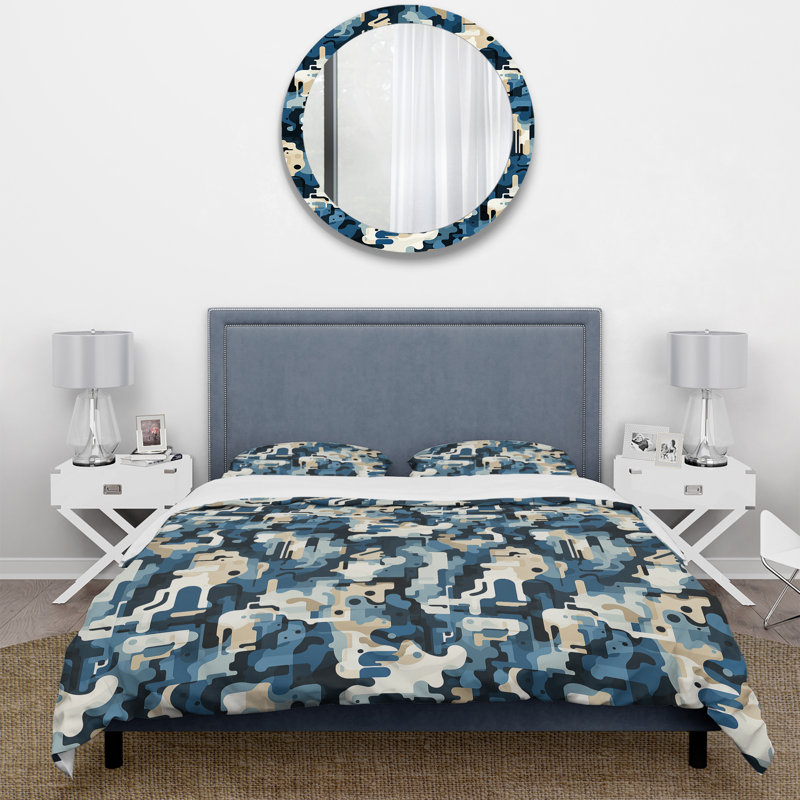 Industrial Fusion III Box Stitch Abstract Duvet Cover, King Duvet Cover + 2 King Shams