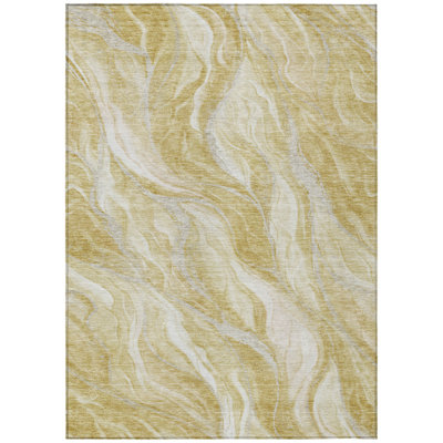 Tapis intérieur lavable abstrait beige et ivoire 3 pi x 5 pi
