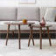 Table basse Mid-Century en chêne massif pour petits espaces, hauteurs décalées, facile à assembler