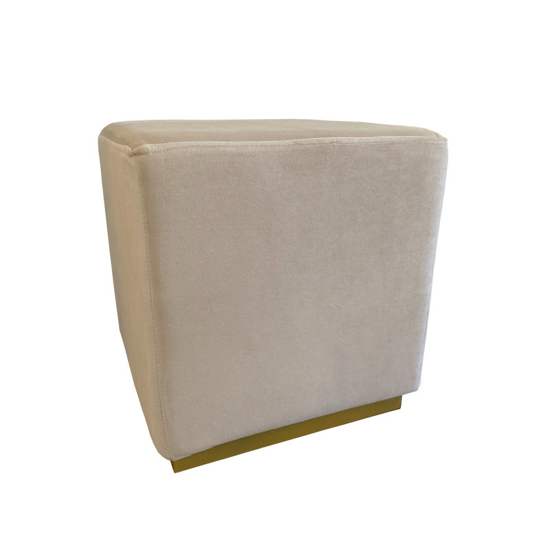Alanieta Velvet Ottoman, Beige Velvet