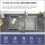 Évier double encastrable 60/40 à double cuve, 33 x 22 x 10 po, acier inoxydable de calibre 16 avec cuves profondes pour une utilisation efficace dans la cuisine