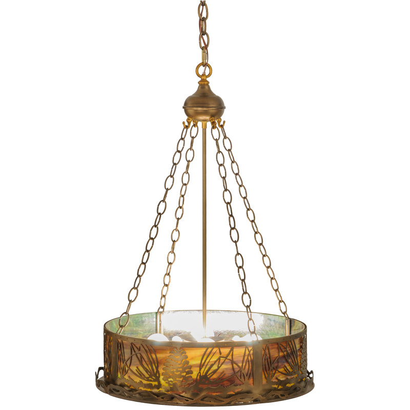 Rustic Lodge 4 - Light Glass Chandelier, Antique Copper, Sage Green, 37" H x 22" W x 22" D