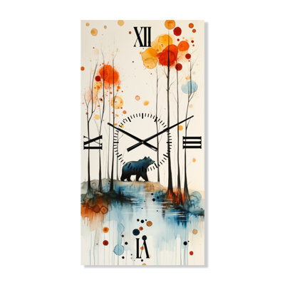 Horloge murale en métal Bear Creek Autumn Woodland I - Lodge, imprimée sur métal