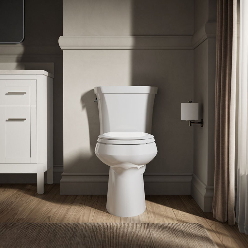 Toilette allongée deux pièces Highline ™ 1,6 GPF (siège non inclus), Blanc, Côté gauche