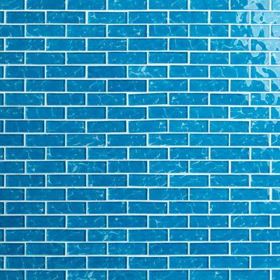 Swimming Pool 1" X 3" Straight Edge Glass Mosaic Tile