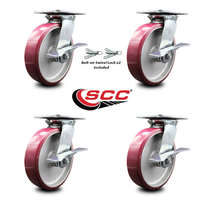 4 Piece Poly on Aluminum Caster Set