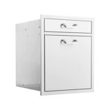Mont Alpi Signature 260 Series 21"W x 24"D 26"H Commercial Grade 304 Stainless Steel Outdoor Kitchen Island BBQ Grill Single Drawer + Roll-Out Trash & Recycling Bin Combo + Traditional and Contemporary Style Handle Sets - Made in USA - Lifetime Warranty