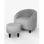 Ensemble de fauteuil demi-tonneau et repose-pieds Modern Velvet Barrel - Fauteuil club rond avec repose-pieds pour salon / coin lecture, chaise d'appoint compacte pour petits espaces - Gris-823794866