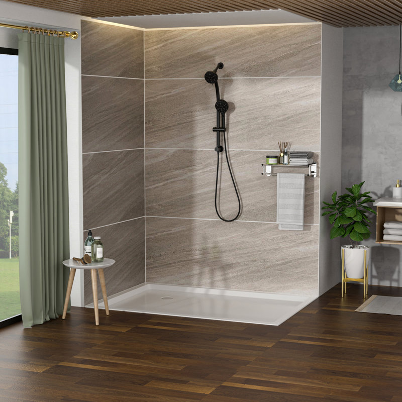 Shower System With 4.7" Showerhead & Handheld Shower, Matte Black, Adjustable Holder Pair Black Holder, 8 Hand Slide Bar