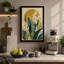 White Blossoms in Gold Japandi - Wrapped Canvas-131763578-131763579
