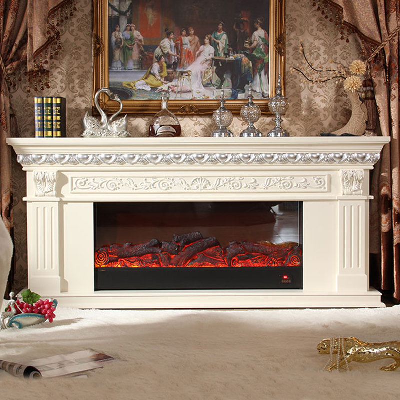 American-style simulated flame electric fireplace, White