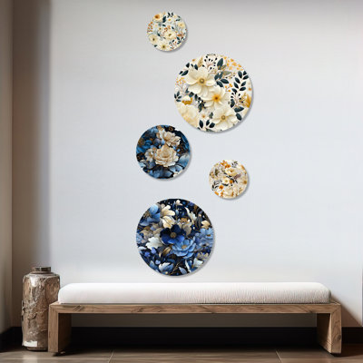 Paredes - Floral Floral Round Wall Art Set Of 5