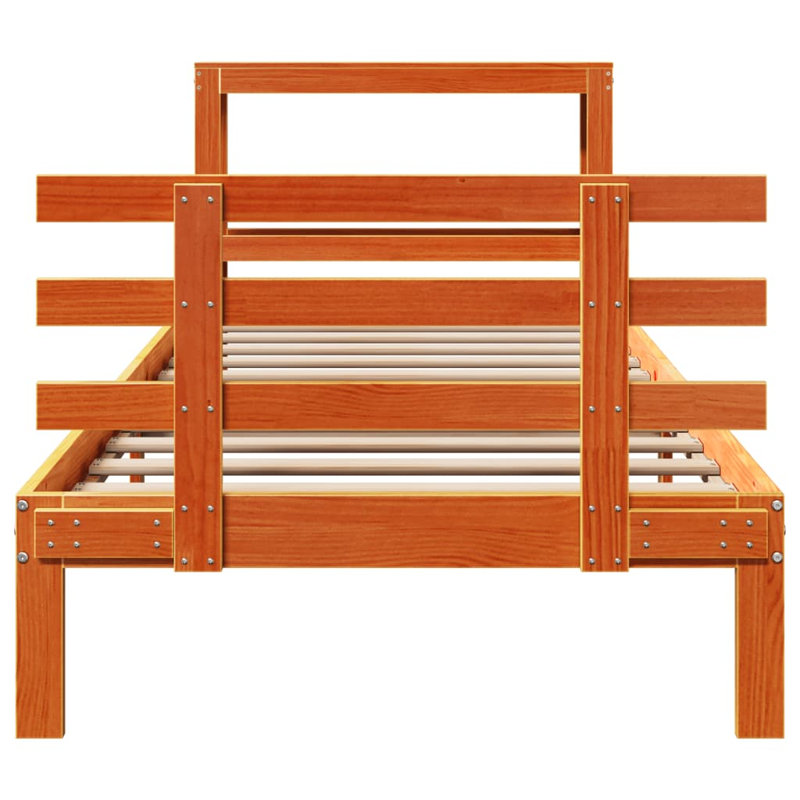 Bed Frame With Headboard Without Mattress, Small Single (2'6), Wax Brown