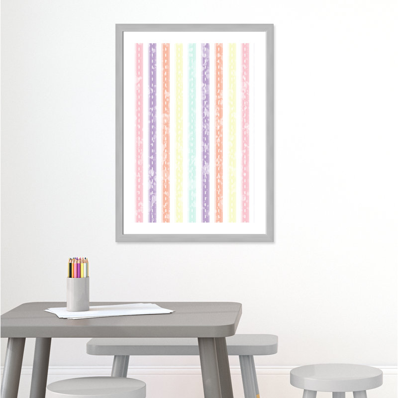 Adhésif décoratif Whimsical Stripe, H 36,5 po x l 26,5 po x P 0,625 po, Encadré plat argent