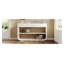 Table console moderne avec 3 tiroirs à fermeture en douceur, panneau de fibres à densité moyenne blanc et pin-963161230